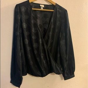 NWOT Black Floral Blouse